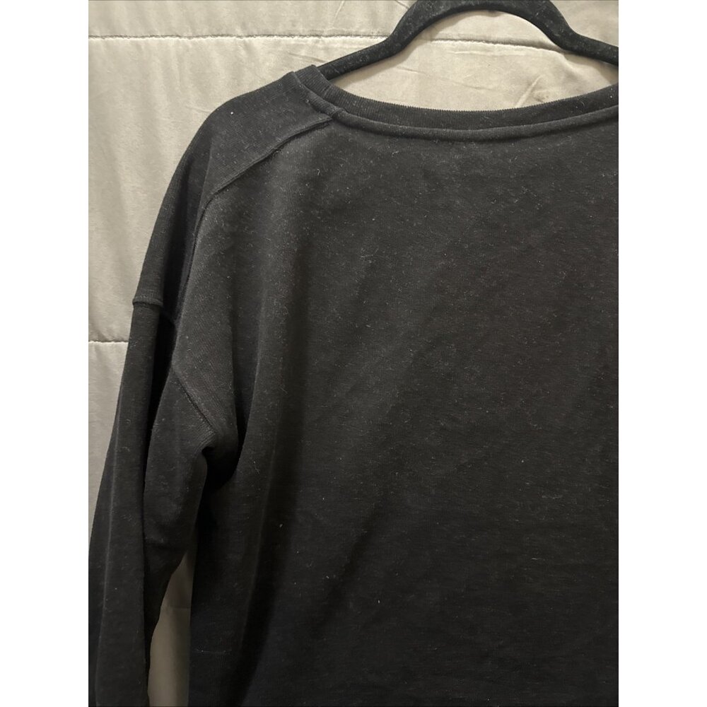 DOKOTOO Black Sweat Top Blouse MEDIUM Cuff Long Sleeve Round Neck Corded Solid - Picture 12 of 12